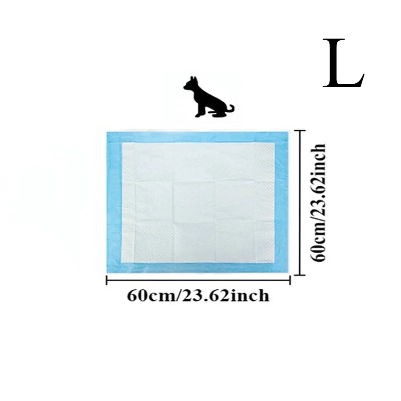 Size chart L: puppy pad measuring 60 x 60 cm / 23.62 x 23.62 inch, with a dog silhouette above it