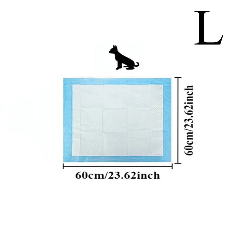 Size chart L: puppy pad measuring 60 x 60 cm / 23.62 x 23.62 inch, with a dog silhouette above it