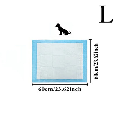 Size chart L: puppy pad measuring 60 x 60 cm / 23.62 x 23.62 inch, with a dog silhouette above it