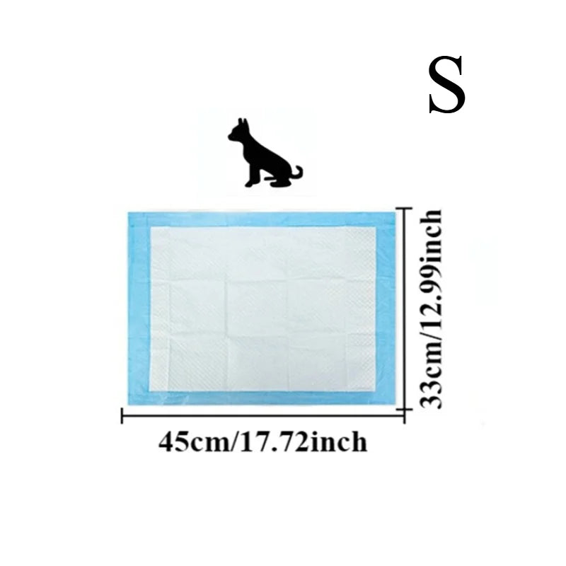 Size chart S: puppy pad measuring 45 x 33 cm / 17.72 x 12.99 inch, with a dog silhouette above it