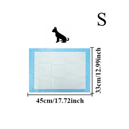 Size chart S: puppy pad measuring 45 x 33 cm / 17.72 x 12.99 inch, with a dog silhouette above it